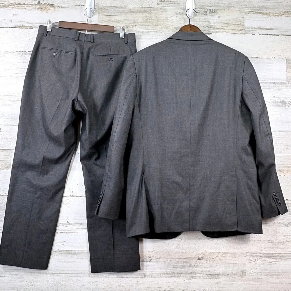 Apt 9 Suit Mens 42R 32x27.5 Gray Slim Fit 2-Piece Professional Corpcore Office